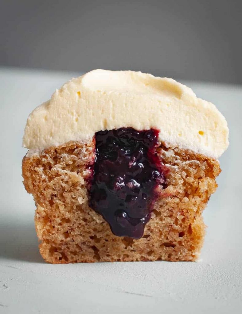 vegan jam filled cupcake