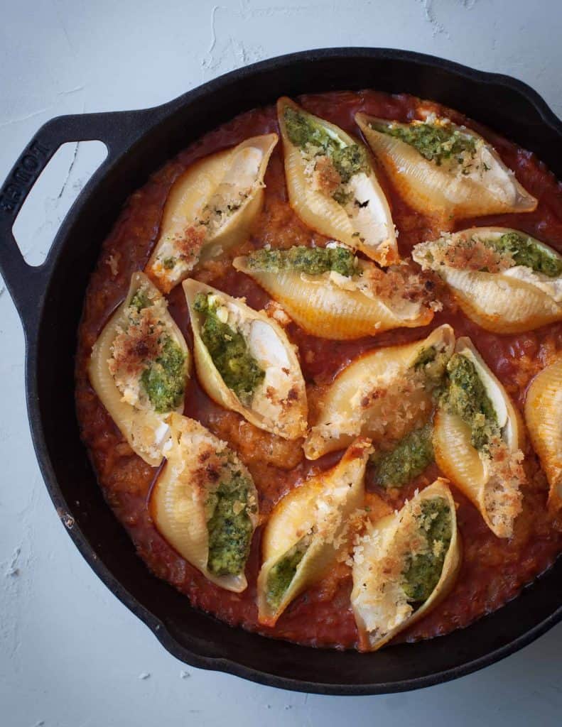 vegan ricotta stuffed pasta shells