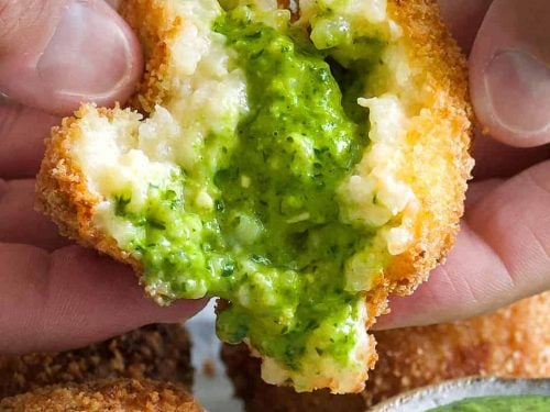 Vegan Arancini with Pesto and Mozzarella - School Night Vegan
