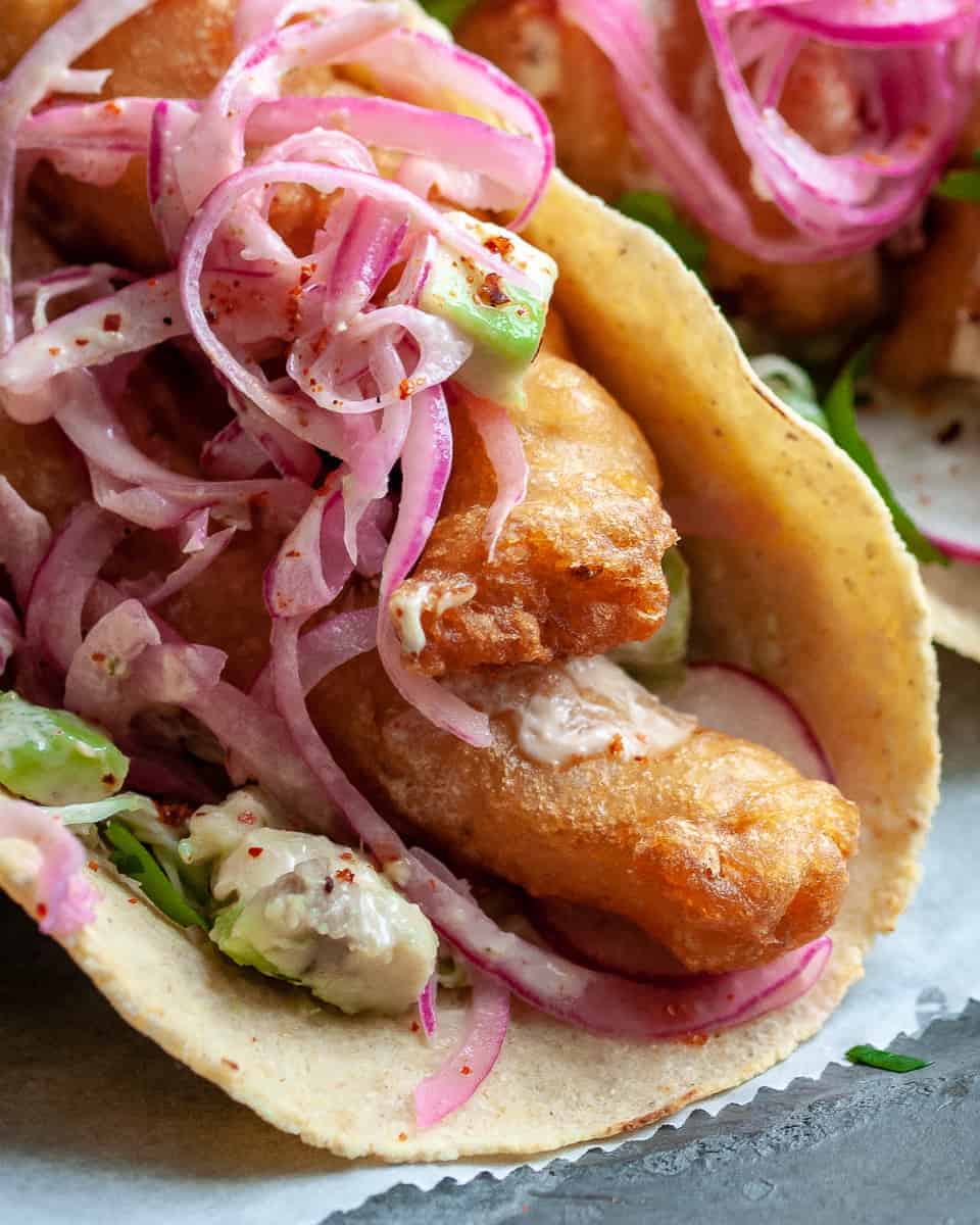 Vegan Fish Tacos (with Banana Blossom!) School Night Vegan