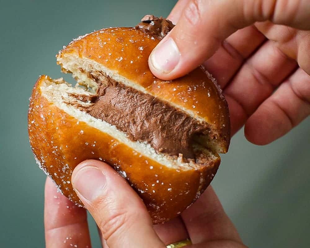 sliced vegan chocolate donut