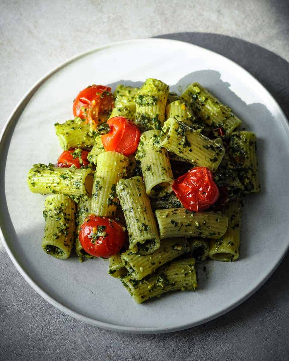 vegan pesto recipe with rigatoni