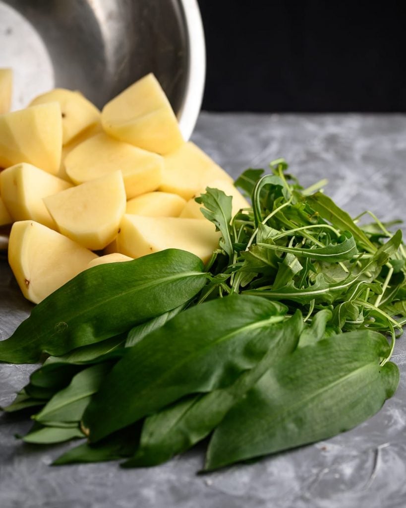 rocket, potatoes and wild garlic