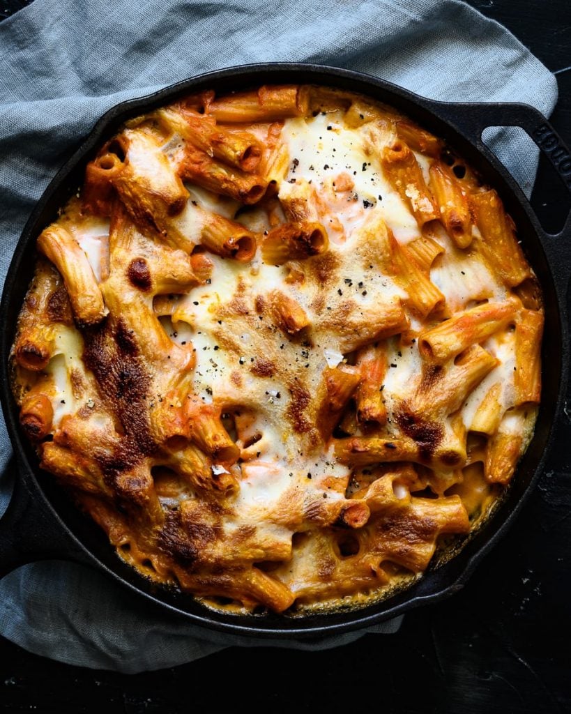 chorizo spiced rigatoni bake