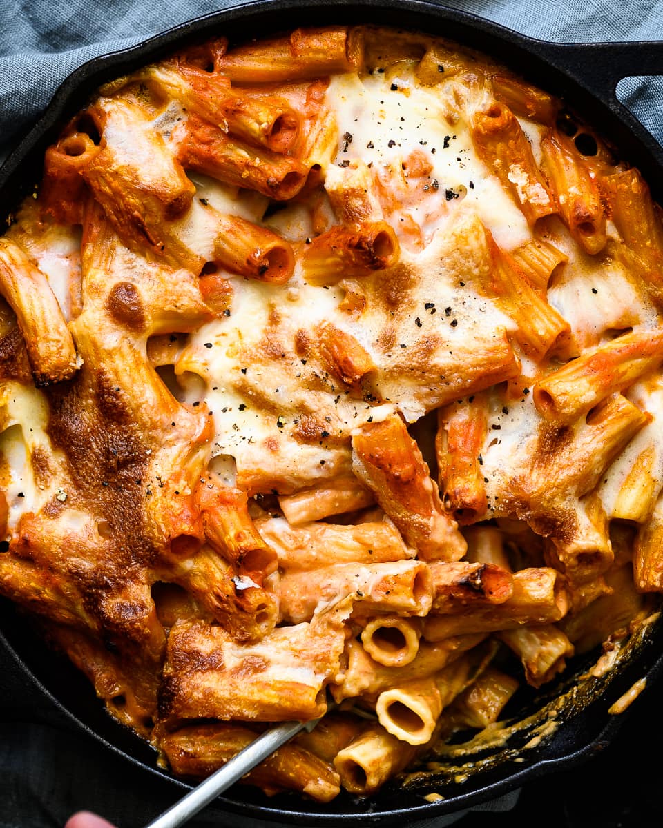 vegan chorizo spiced rigatoni bake