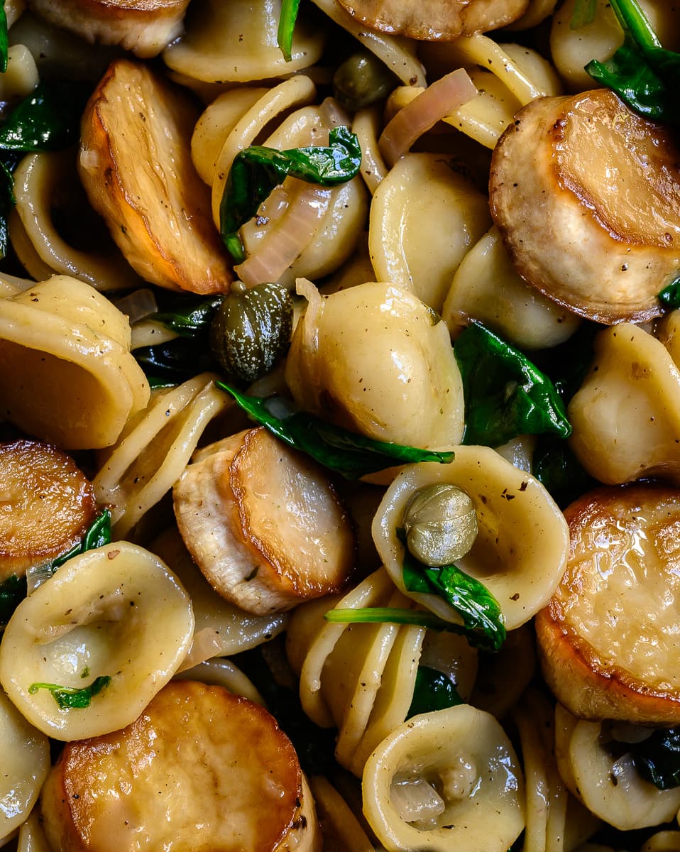 Vegan Scallop Pasta (King Oyster Mushrooms!) - School Night Vegan