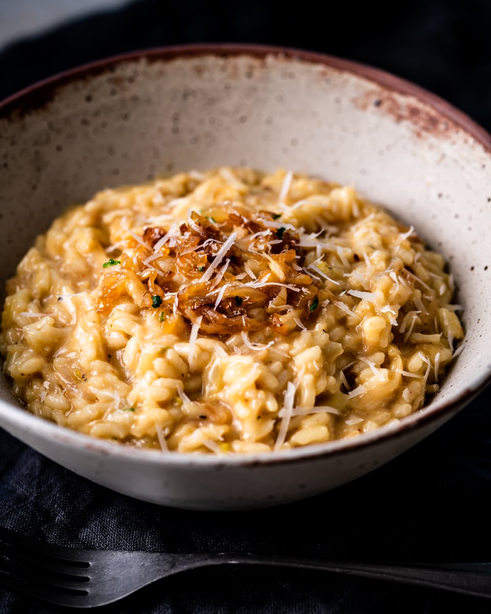 vegan caramelised onion risotto