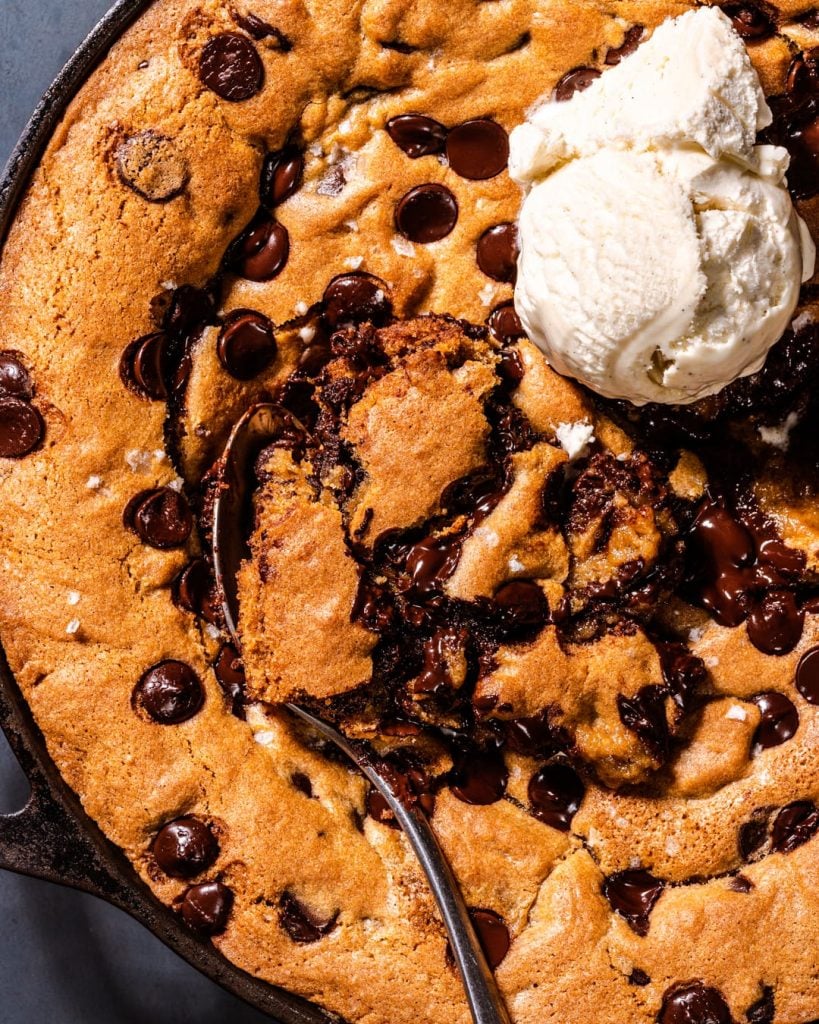 Dark Chocolate Chip Skillet Cookie