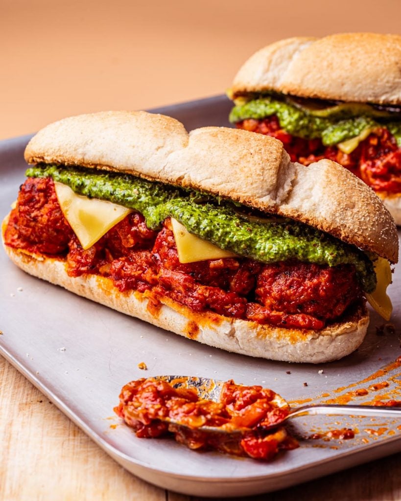 vegan meatball sub sandwiches