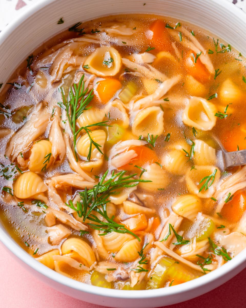 Vegan Chicken Seasoning in a vegan chicken noodle soup