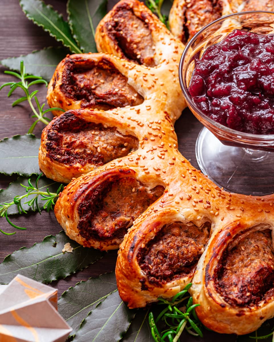 vegan sausage roll wreath