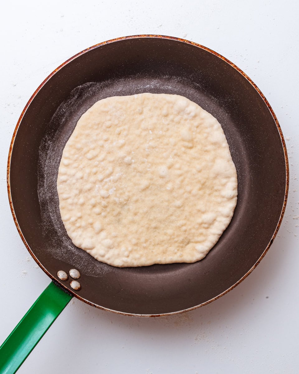 cooking the pita breads