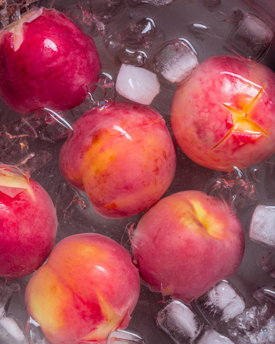 icing peeling peaches