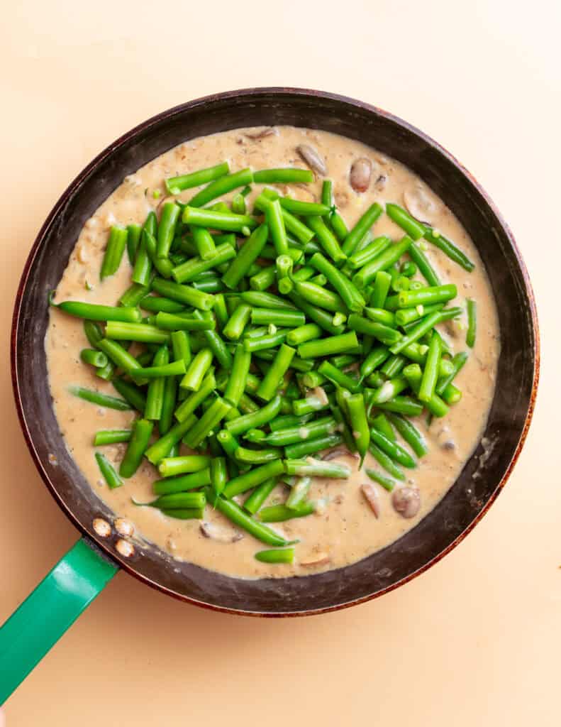 making the creamy mushroom sauce