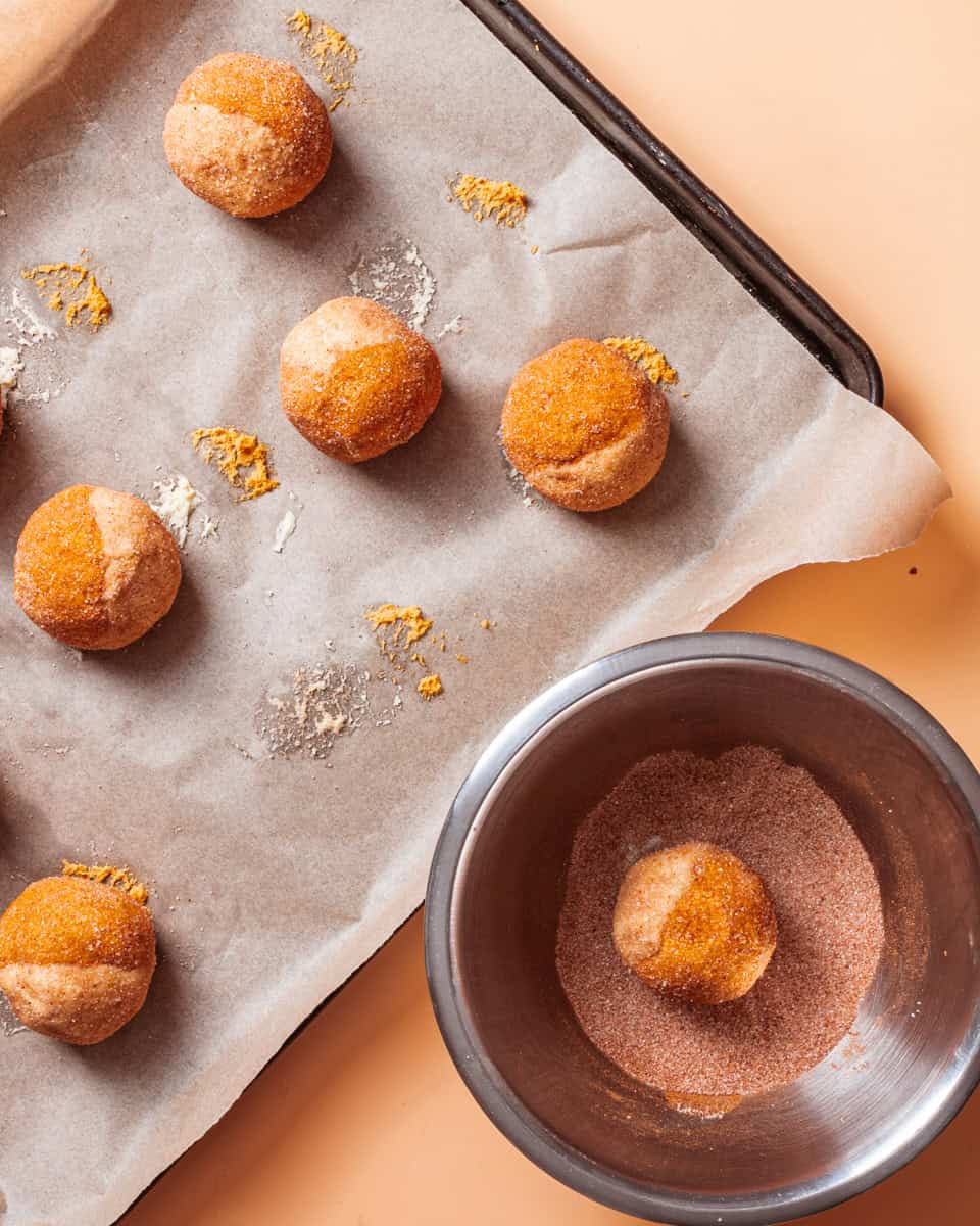 rolling the dough balls