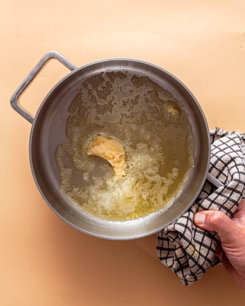 cooking the garlic