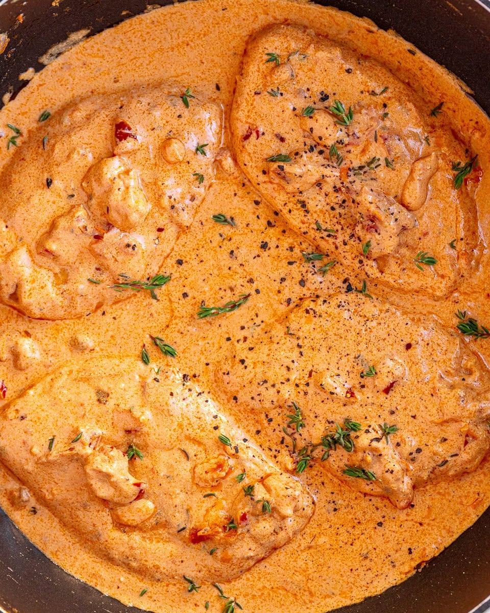 Marry Me Tofu in a frying pan